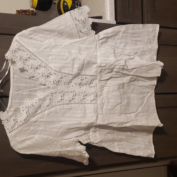 ♥️New boutique white lace slicing Cotton top - Picture 7 of 12